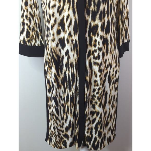 Chicos Brown & Black Leopard Print Button Down Dress Women S Mob Wife Old Money - Picture 5 of 14